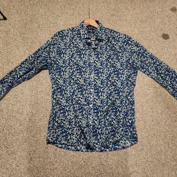 RW&CO Blue Floral Button Front Shirt - Picture 2 of 7